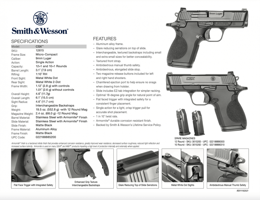 Smith & Wesson CSX Specs and Features